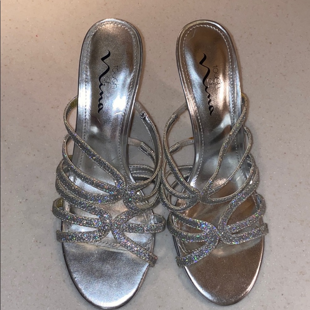 Silver high heels
